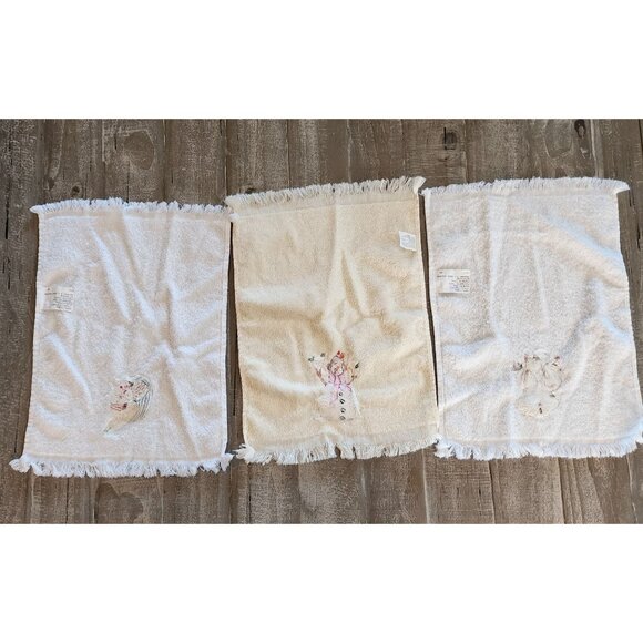 Christmas Embroidered Cotton Hand Towels With Fringe Set of 3 11 x 14 - Picture 2 of 13